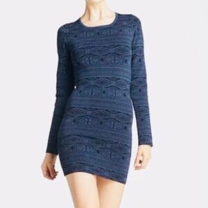 Parker Katrina Bodycon Navy/Black Patterned Dress S